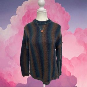 obey striped blue and brown knit sweater 🧶